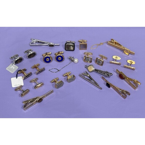 Vintage Cufflinks Tie Clip Lot Designer Dior Givenchy Wear Repair READ - Picture 1 of 16